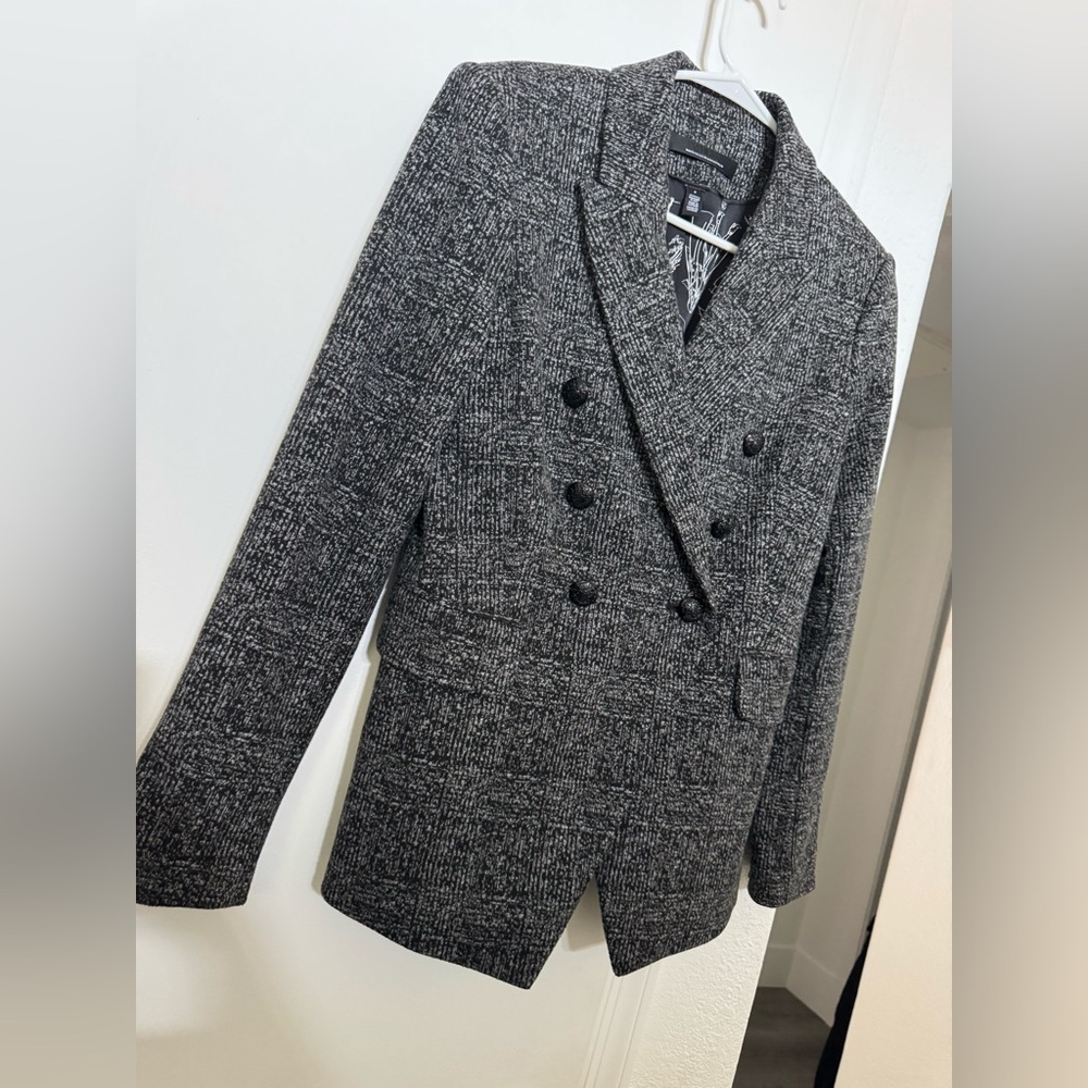 WHBM® Knit Plaid Studio Blazer - GREY/BLACK Size: 4